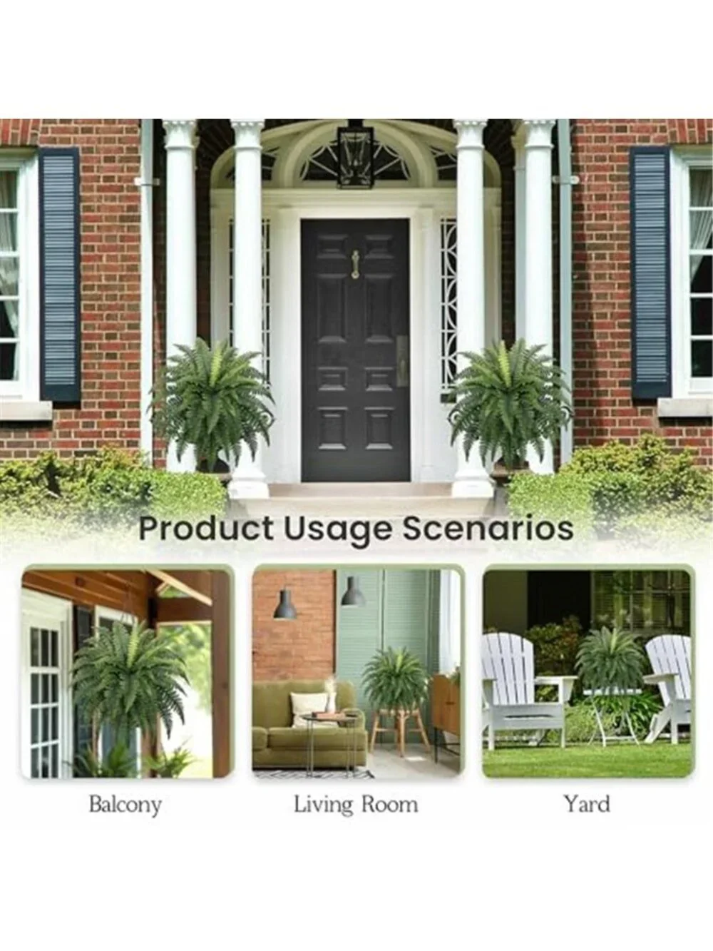 Artificial Boston Fern Plants UV Resistant Faux Hanging Greenery 2 Pack Decor